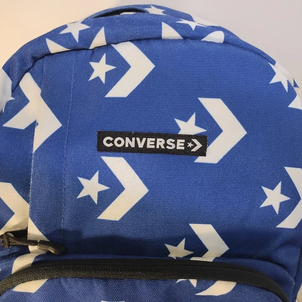 Converse Star Chevron Backpack Blue White Star Print School Bag Unisex Daypack